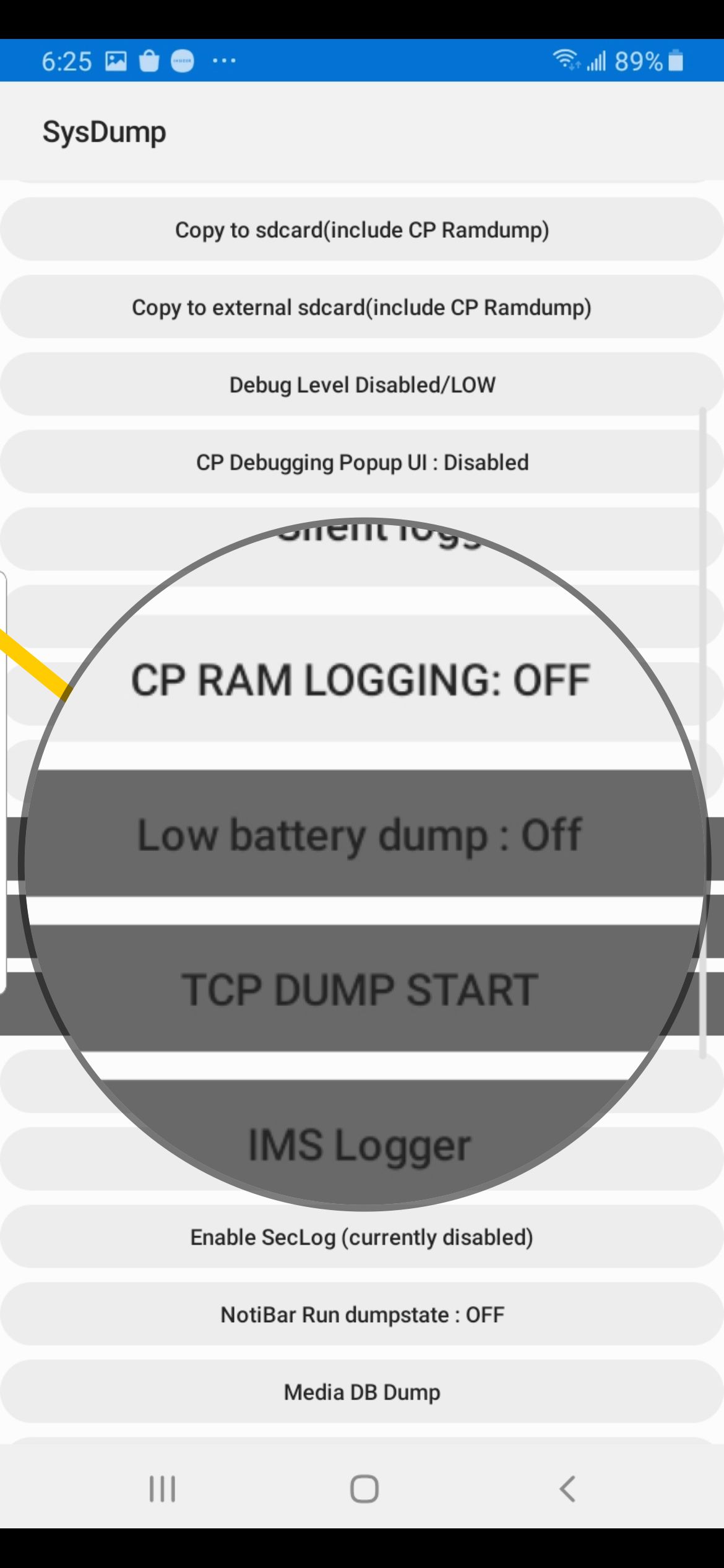 Дамп низкого заряда батареи Samsung (*#9900#) включен или выключен? - Pagb